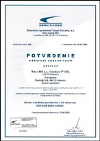Certificate - ZSSK-Cargo