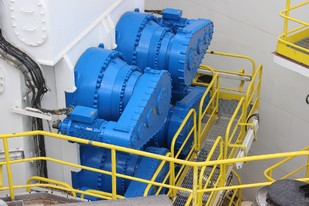 Jack-Up gearboxes incl. motor installed on a drilling rig